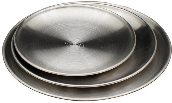 Set di piatti in acciaio inossidabile 3 pezzi, servizio da tavola, piatti da dessert, set da dessert - argento