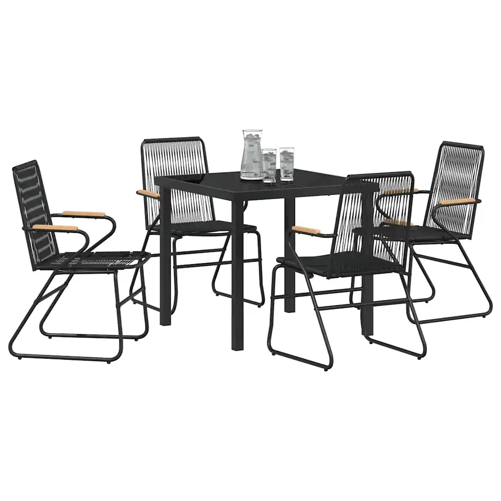 Set da Pranzo per Giardino 5 pcs Nero