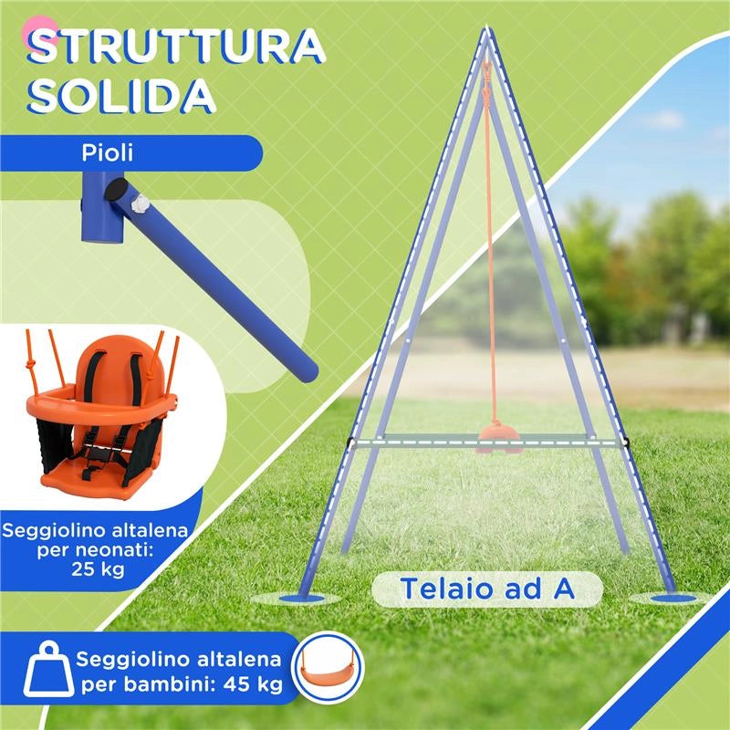 ALTALENA DA GIARDINO 2 IN 1 PER NEONATI E BAMBINI DA 6 MESI A 8 ANNI ARANCIONE E BLU