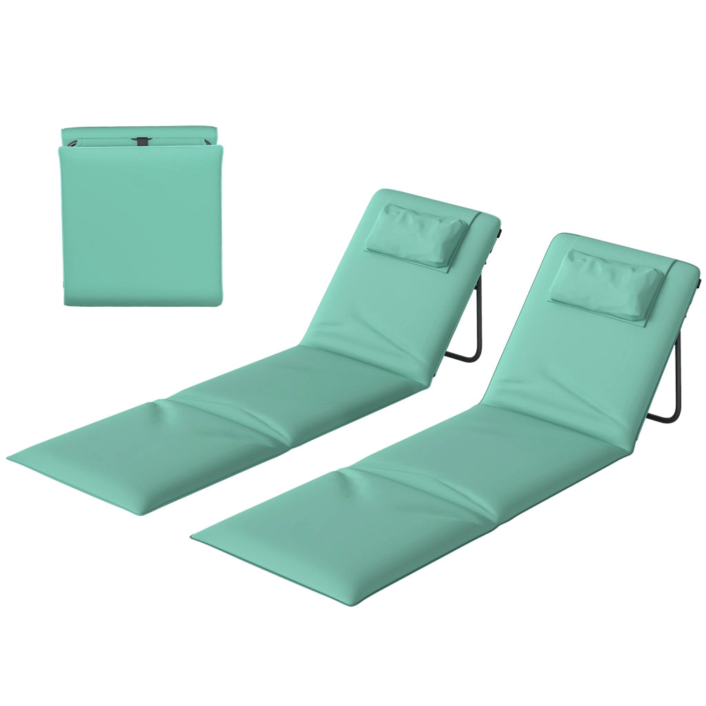 Lettino da Spiaggia Pieghevole con Schienale Regolabile ¨C Xylo ¨C 2 Pezzi Verde 146x50x2 cm