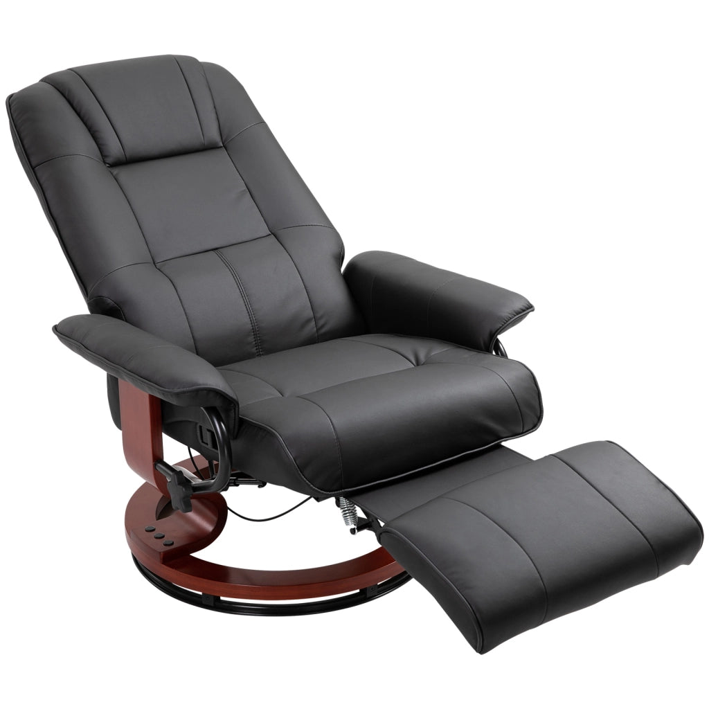 Poltrona Relax Reclinabile con Poggiapiedi ¨C zephmum ¨C Finta Pelle, Nero