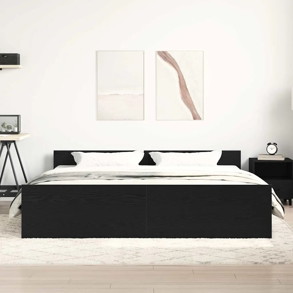 Struttura letto senza materasso in rovere nero 180x200 cm in legno composito 3329322