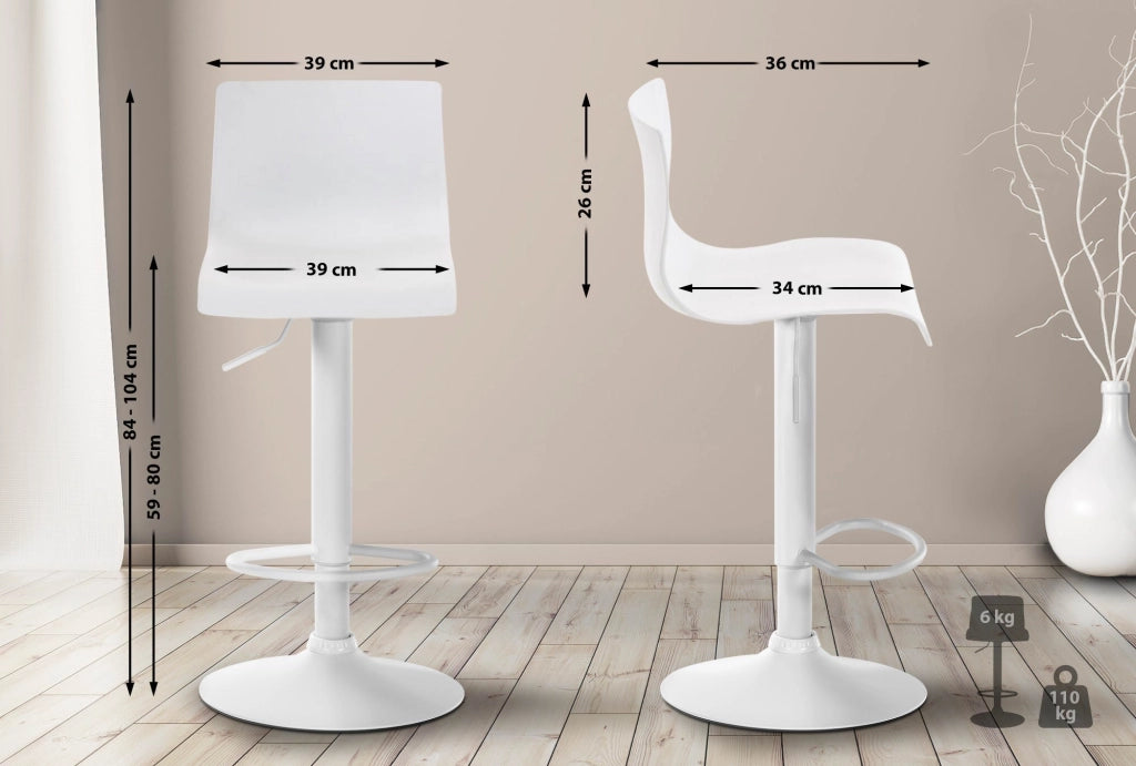 Sgabello Hover in polipropilene e metallo bianco,Metallo bianco opaco