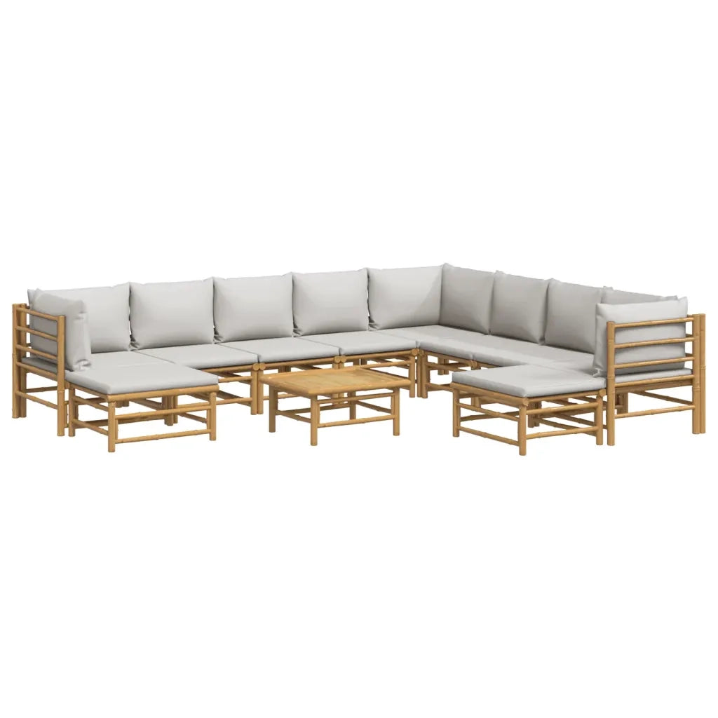 Set Salotto da Giardino 11pz con Cuscini Grigio Chiaro BambÃ¹cod mxl 124279