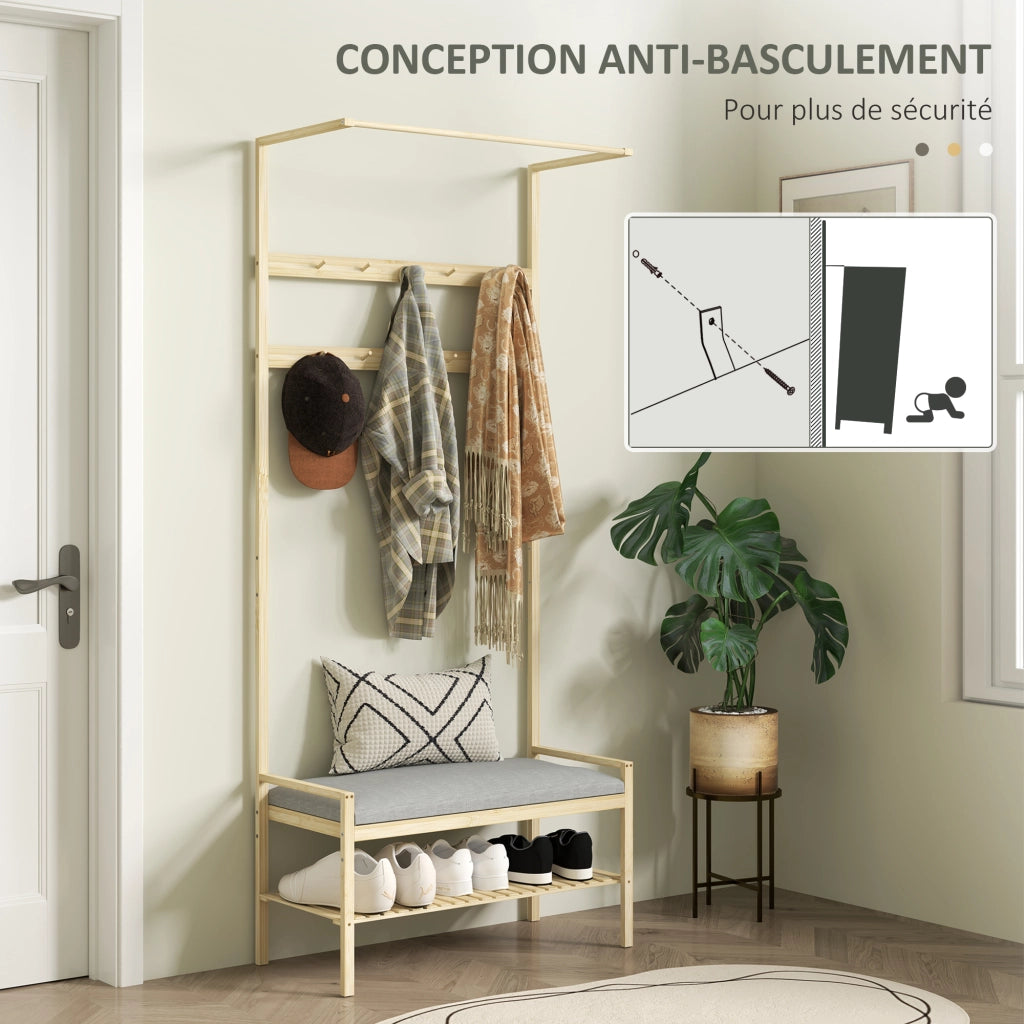Appendiabiti con scarpiera e cuscino ¨C zephmum ¨C naturale