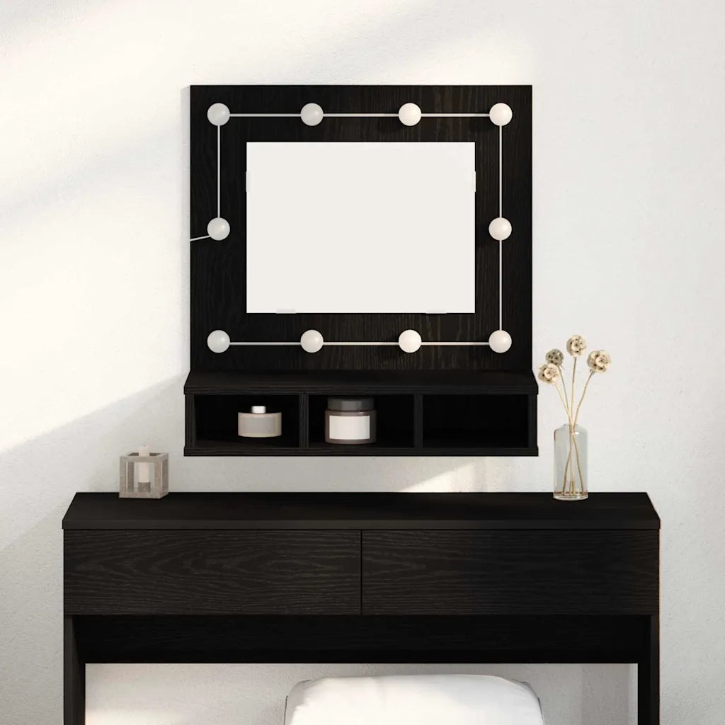 Mobiletto per specchio Rovere Nero 60 x 31,5 x 62 cm 873882