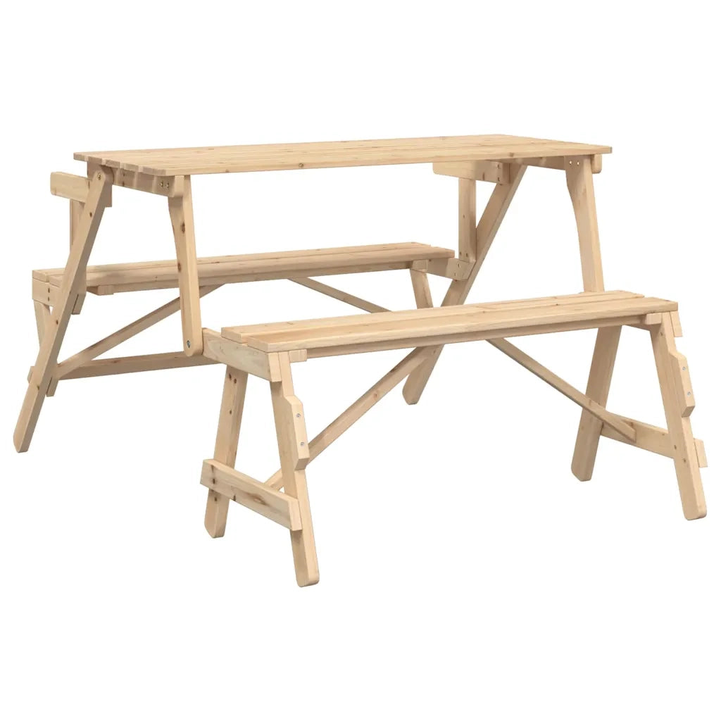 vidaXL Tavolo da Picnic con Panche in Legno Abete 2-in-1 Convertibile
