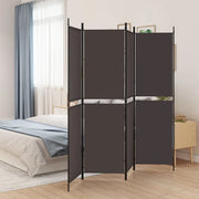 Divisorio a 4 Pannelli Marrone 200x180 cm in Tessuto 350215