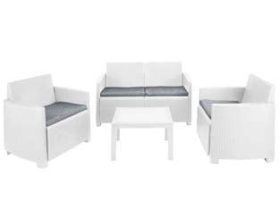 SALOTTINO 4 PEZZI IN PE RATTAN ARENA BIANCO 4 POSTI  peso totale kg.43
