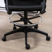 Sedia da Ufficio Regolabile in Tessuto a Rete con Braccioli e Anello Poggiapiedi, 64x59x104-124 cm, Nero