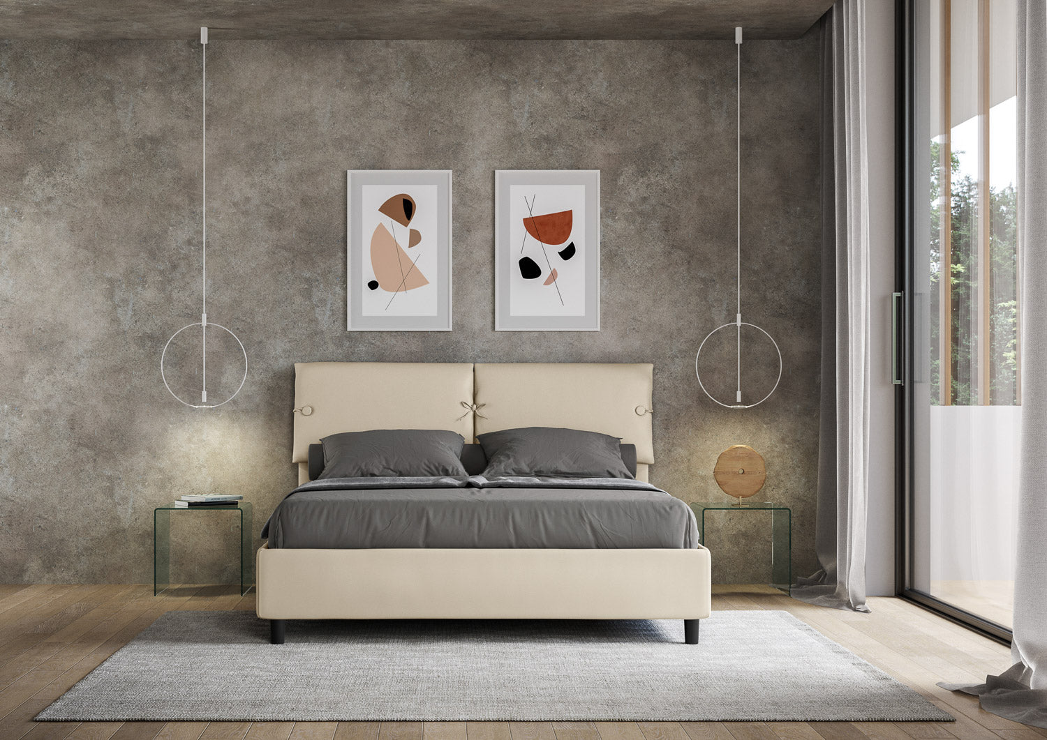 Letto Matrimoniale 160x210 cm con Rete Sleeper Tortora