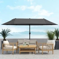 Ombrellone da Giardino Doppio con Apertura a Manovella, in Acciaio e Poliestere, 460x270x240 cm, Nero