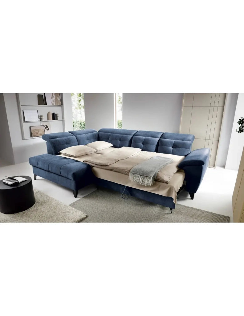 Divano ad angolo Blu 5 posti angolo sinistro chaise longue 210cm INFERNO