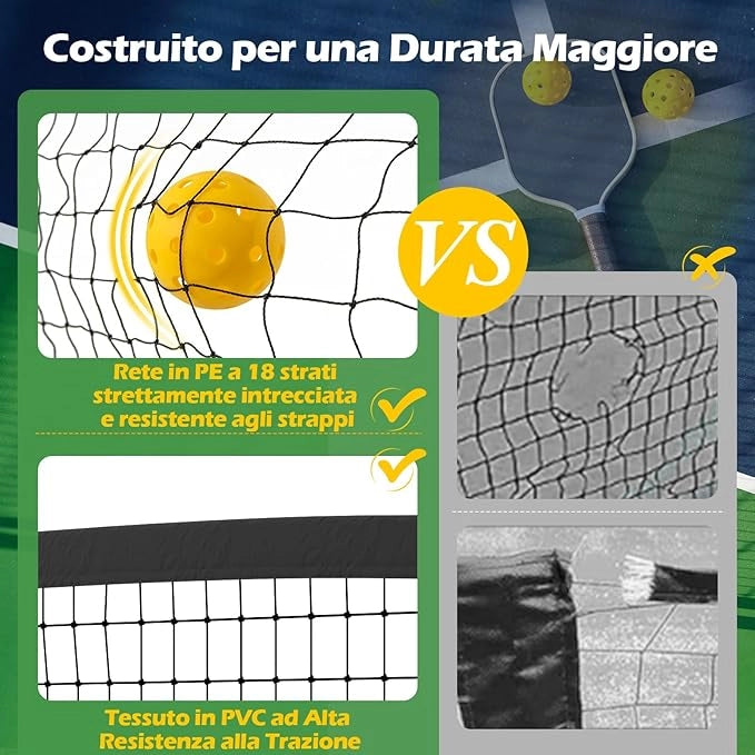 Rete Pickleball Portatile da 6,7 m con Ruote, Rete per Tennis con Telaio in Metello e Borsa da Trasporto, per Badminton ed Allenamento Multifunzionale Resistente da Interno ed Esterno