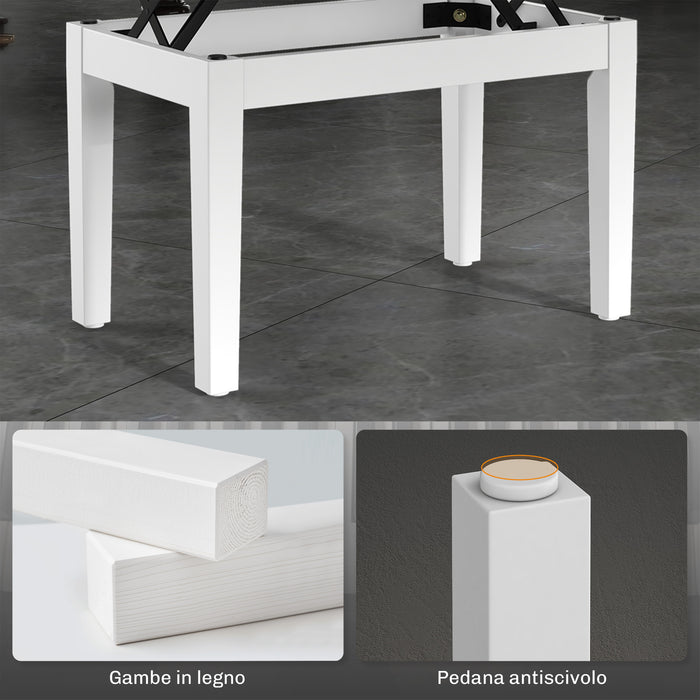 Sgabello Pianoforte 54,5x33x48-58 cm Regolabile con Vano Portaoggetti e Seduta Imbottita Bianco