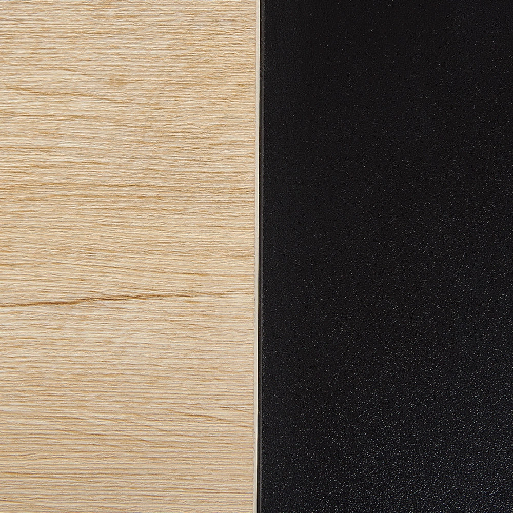 Scrivania Home Office Nera con Struttura in Metallo Legno Chiaro 100 x 48 cm Vano Portaoggetti 2 Cassetti Piano in PVC