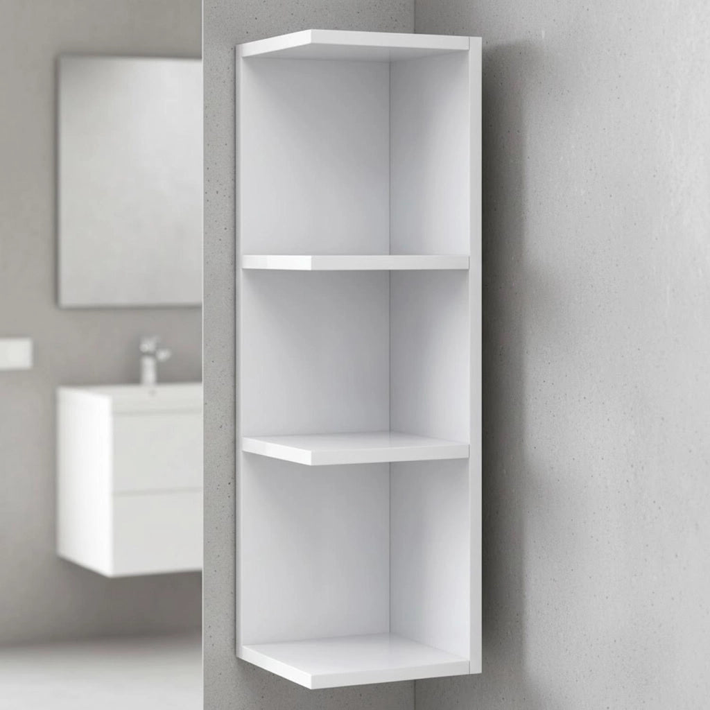 Modulo Angolare Per Bagno Sospeso Con 3 Ripiani Per Organizzare Accessori Prodotti Asciugamani Design Moderno Compatto Regina 65 x 20 x 19.5 Cm Bianco Lucido