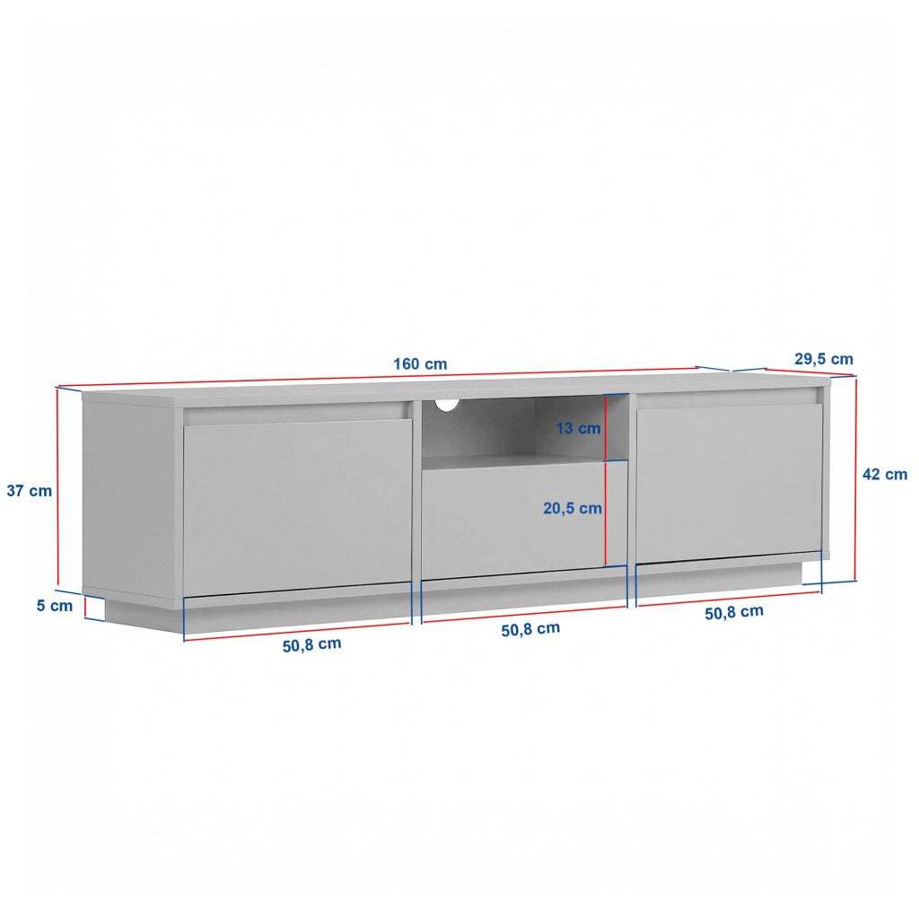 Morrigan, Mobile Porta tv un Ripiano, 160x30x42h cm Marrone Rovere