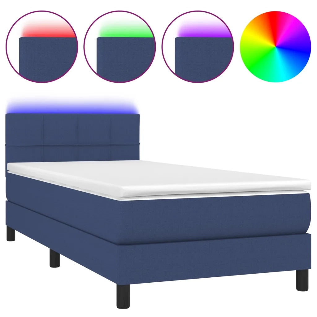 Letto a Molle con Materasso e LED Blu 90x200 cm in Tessuto cod mxl 34580
