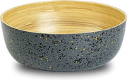 Bambù grande slakom - piatto di legno artigianale - fruttaiera con disegno di terrazzo nero • serve piatto per pasta snack patatine