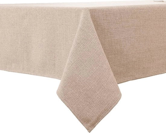 Tavolo in Lino Beige 230 x 395 cm - Lavabile e Stoffa di Lino