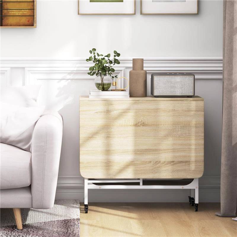 TAVOLO DA PRANZO PIEGHEVOLE PER 6 PERSONE MAX CON RIPIANO, IN LEGNO E METALLO, 130X80X74 CM, BIANCO E COLOR LEGNO