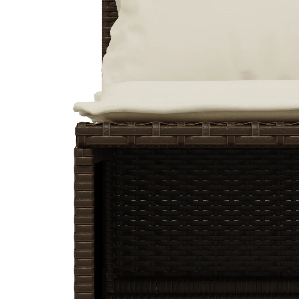 Set Divano da Giardino 4 pz con Cuscini Marrone in Polyrattan