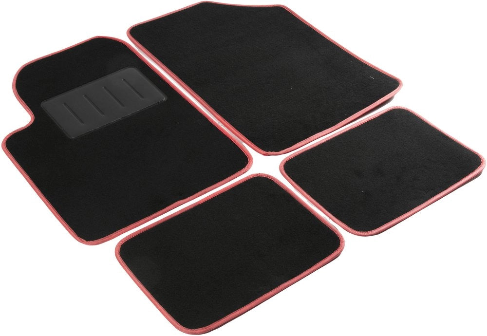 Set tappetini auto essential bordo rosso.