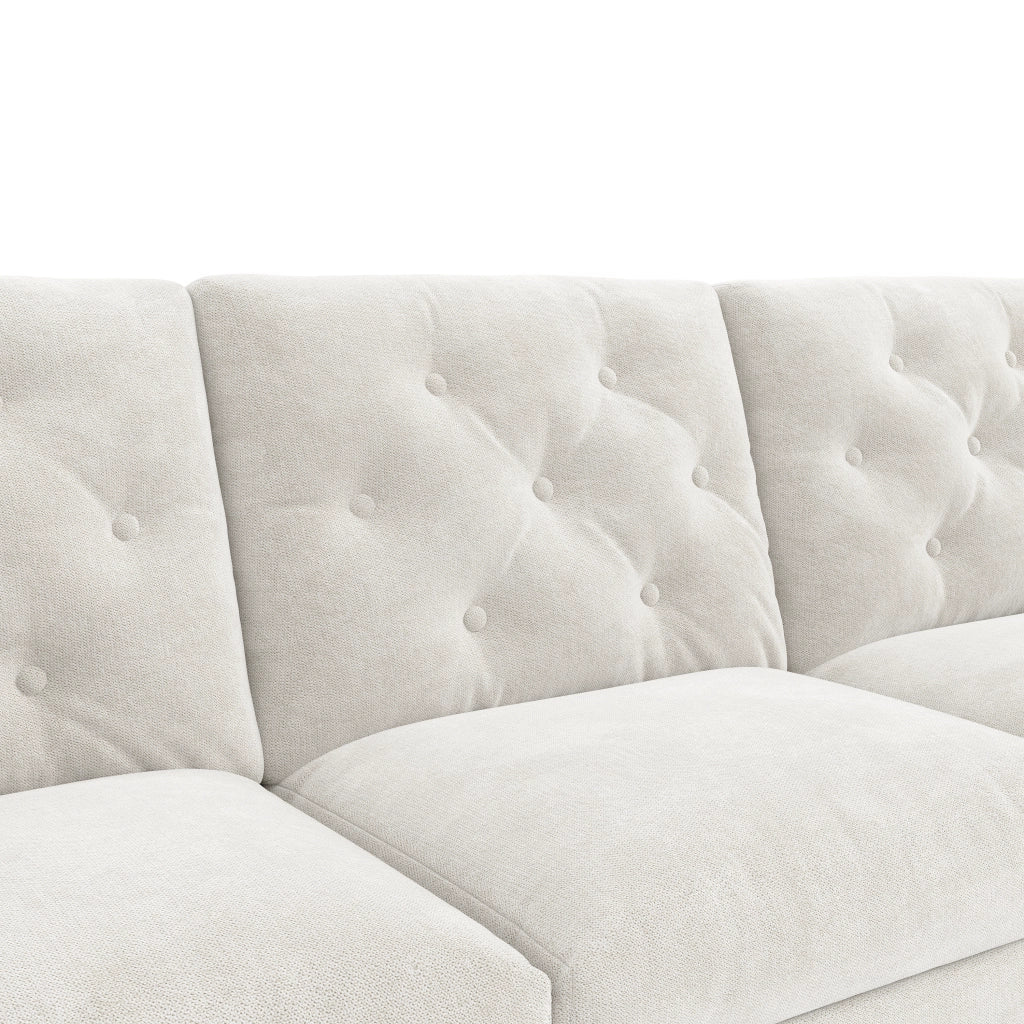 Divano angolare in velluto con funzione letto, contenitore laterale e chaise longue reversibile, beige, 281¡Á132¡Á86 cm