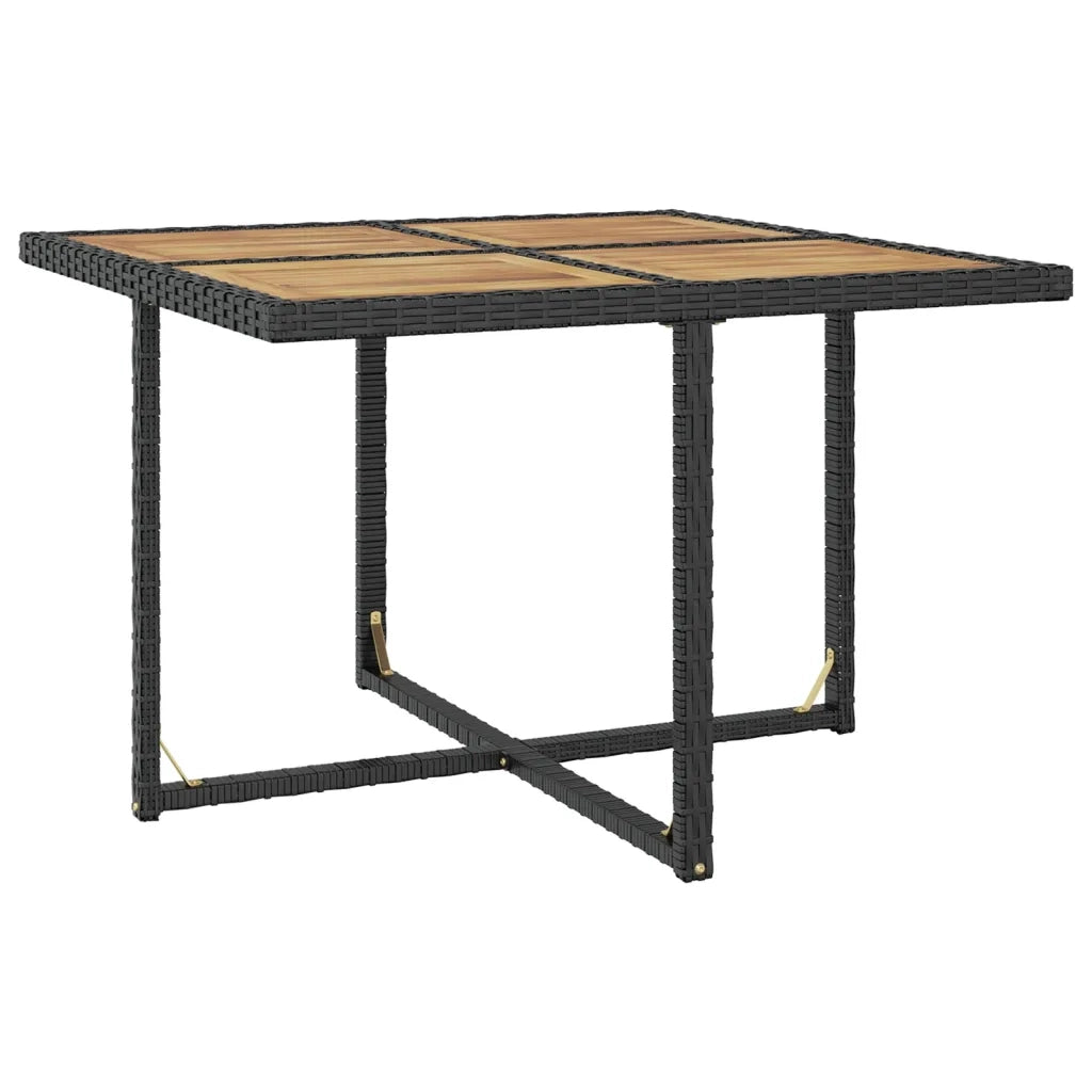 Set da Pranzo da Giardino 9 pz in Polyrattan e Acacia Nero cod mxl 57467
