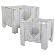Set di 2 cestini in legno bianco