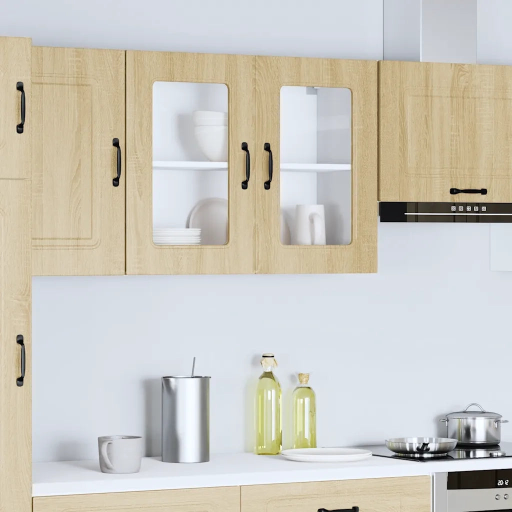 Pensile da Cucina con Porta in Vetro Kalmar Rovere Sonoma