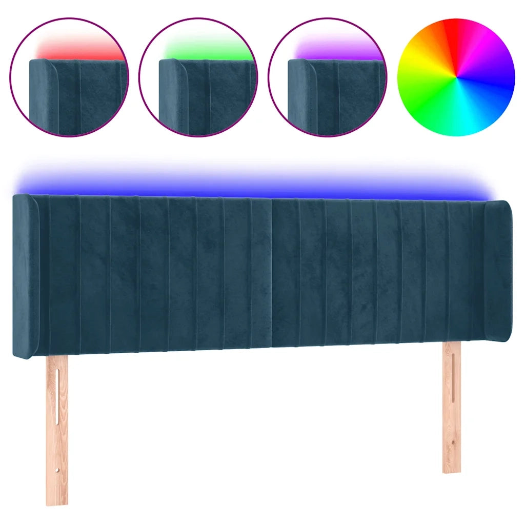 Testiera a LED-Testata con LED Blu Scuro 147x16x78/88 cm in Velluto 162493