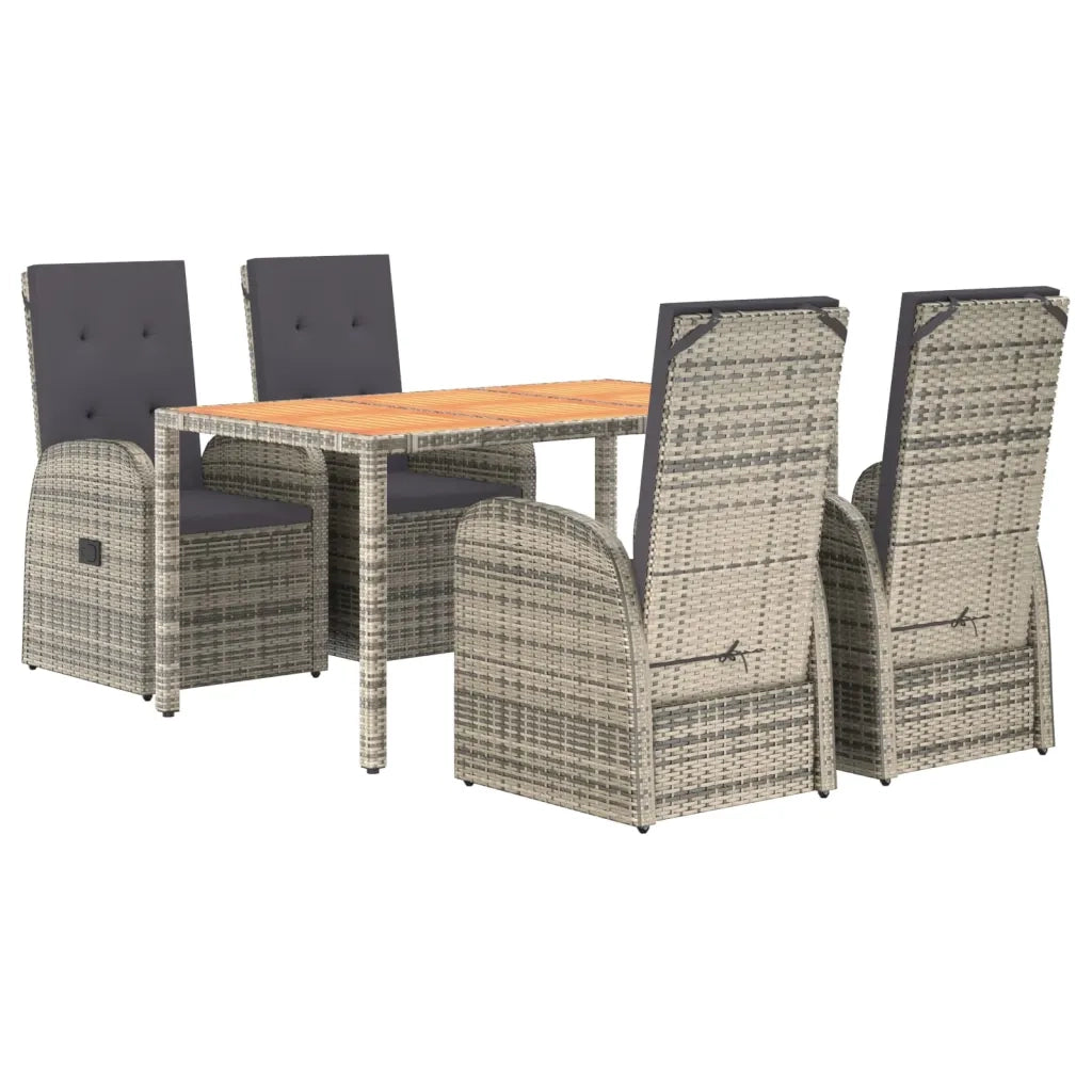 Set da Pranzo da Giardino 5 pz con Cuscini in Polyrattan Grigiocod mxl 76411