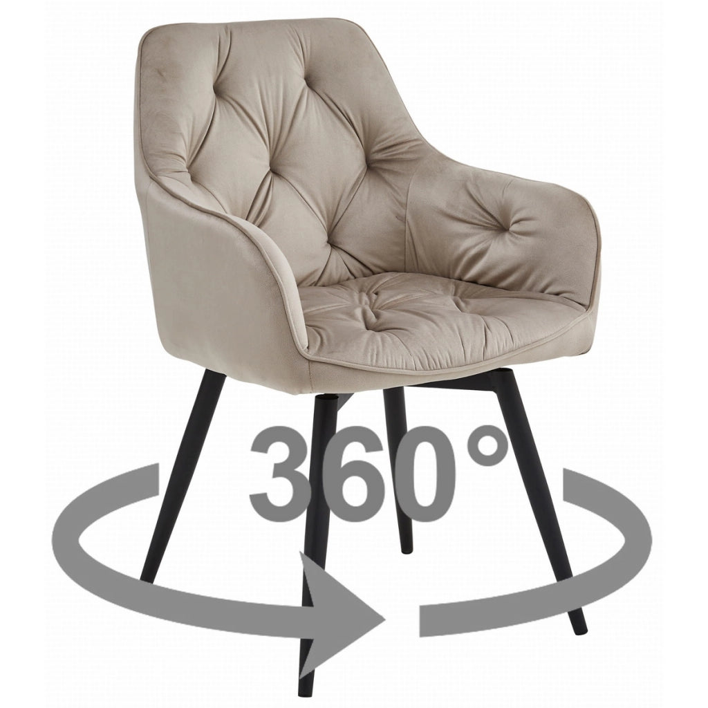 Poltrona girevole Jork 360 in velluto beige scuro