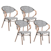 Set di 4 sedie da giardino in Rattan Nero e Bianco Marrone Scuro con struttura in alluminio