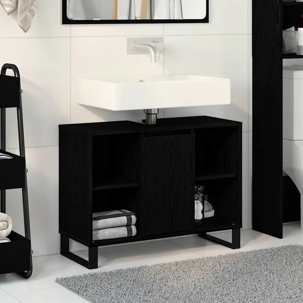 Mobile da Bagno Nero 80 x 33 x 60 cm Legno multistrato 873900