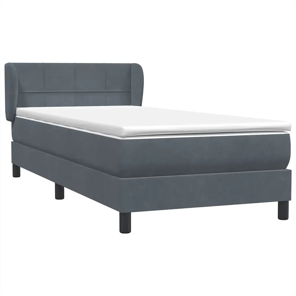 Giroletto a Molle con Materasso Grigio Scuro 80x220 cm Velluto 3317548