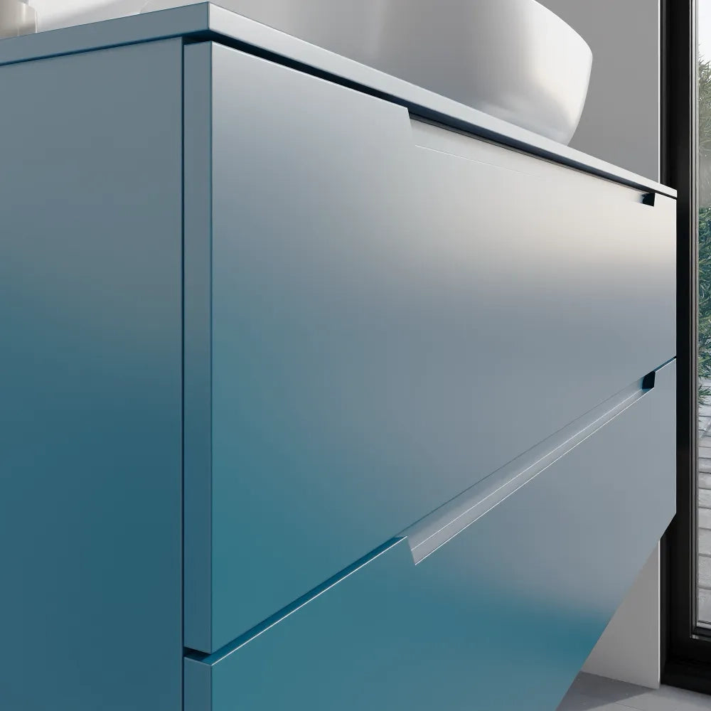Mobile bagno sospeso 120cm dusk blue due cassetti soft-close con top | Bako