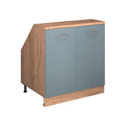 Mobile cucina sottotetto R-Line Grigio-blu/Rovere dorato 80 cm con 2 porte, carcassa 60 cm profondità Vicco