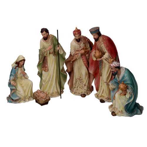 Natività resina con re magi oro cm xh31