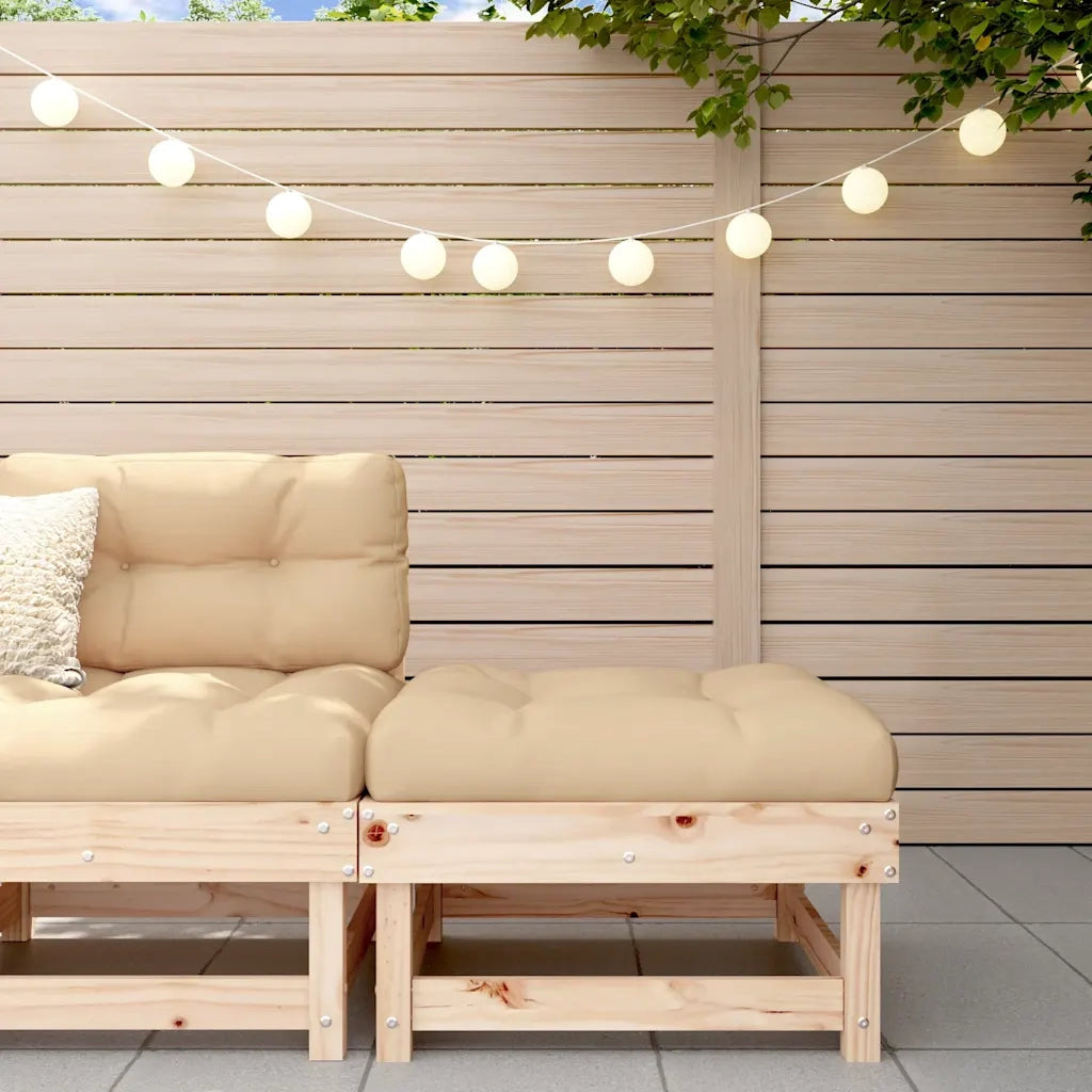 Poggiapiedi da Giardino con Cuscino in Legno Massello di Pino CFW5951663