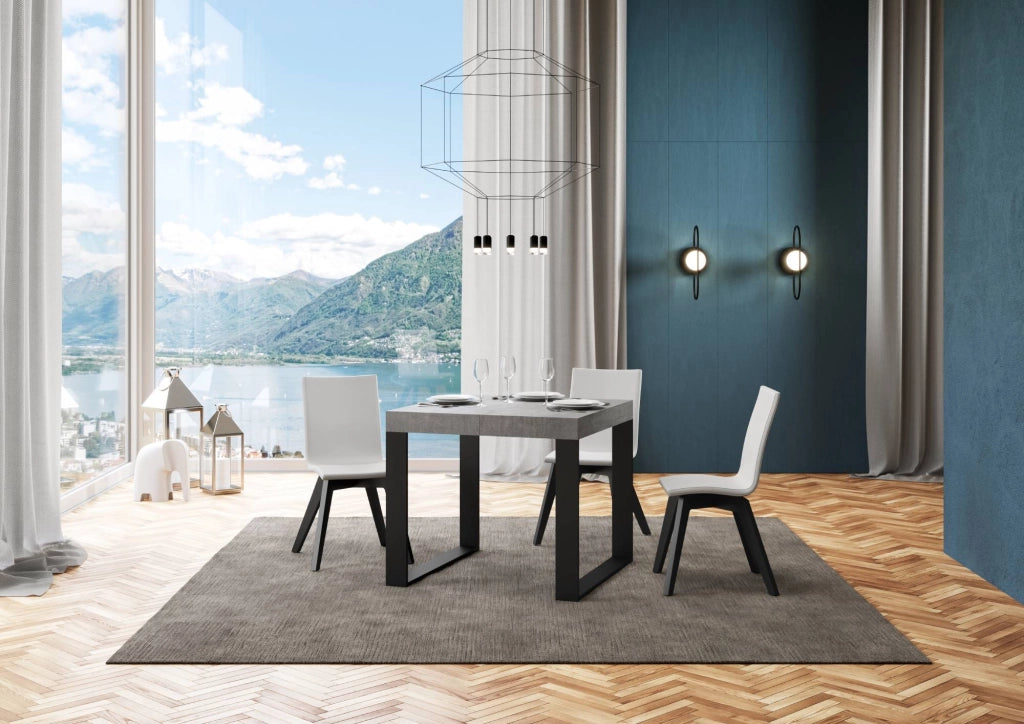 Tavolo allungabile 90x90/246 cm Tekno Premium Cemento telaio Antracite