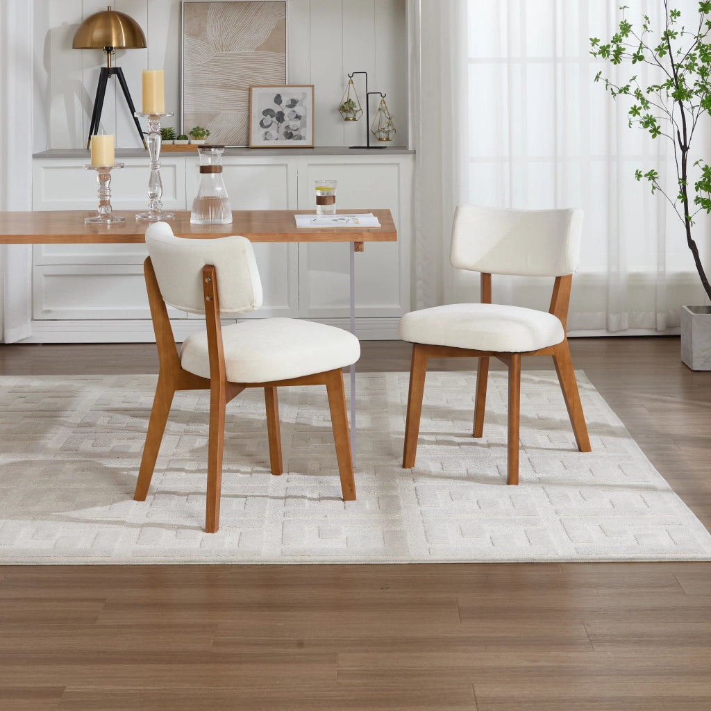 Sedie da Pranzo Set 2 Pezzi ¨C MINIMAL ¨C Tessuto Imbottite Gambe Massello Legno