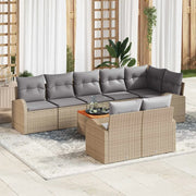 Set Divano da Giardino 9 pcs Beige e Grigio Chiaro polyrattan