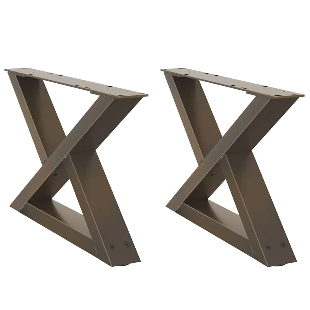 Set di 2 gambe per tavolino da caffè in metallo 50 x 30 cm design geometrico stabile e moderno in acciaio naturale 02_0056973