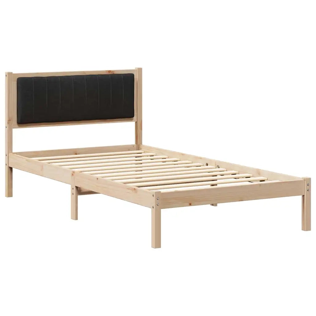 Letto con Testiera Rivestita Nero 100 x 200 cm Pino massello 878281