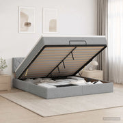 Letto Ottomano con Materasso e LED Grigio Chiaro 180 x 200 cm 3457009