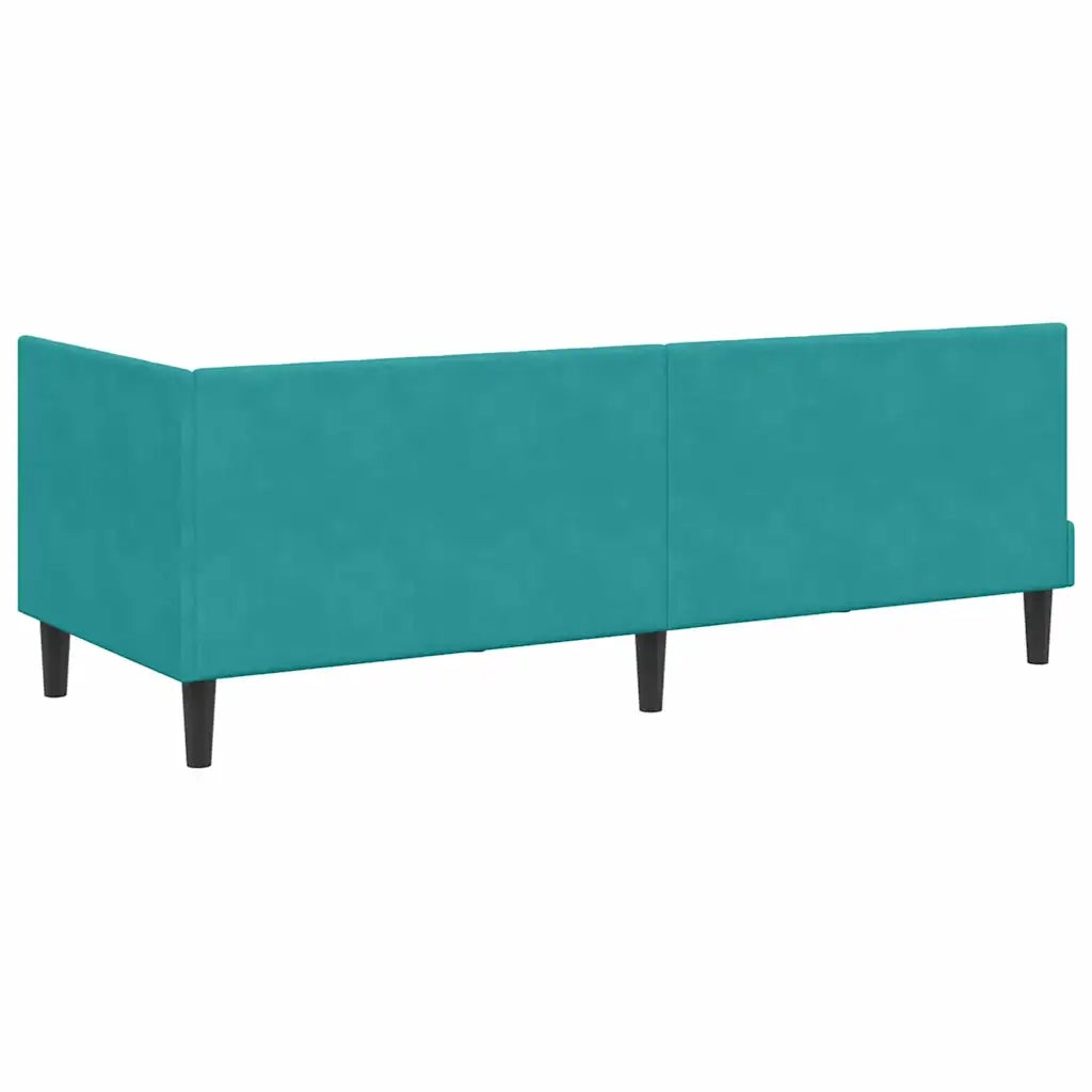 Letto singolo | Letto per adulti | Cornice del letto ad angolo Turchese 80 cm x 200 cm Velluto