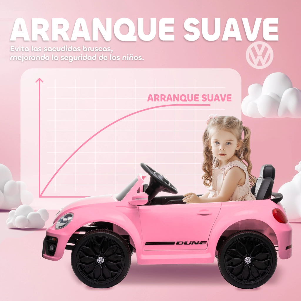 Auto Elettrica per Bambini Volkswagen Beetle 12V ¨C ZephMum ¨C Rosa con Telecomando e Luci